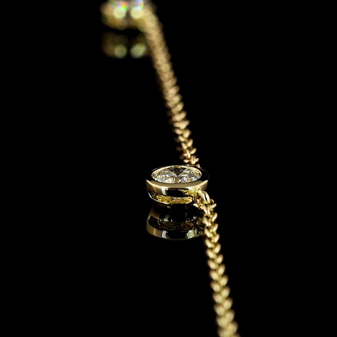 2.02 CT Round Lab Grown Diamond Station Necklace in 14K Yellow Gold – side view