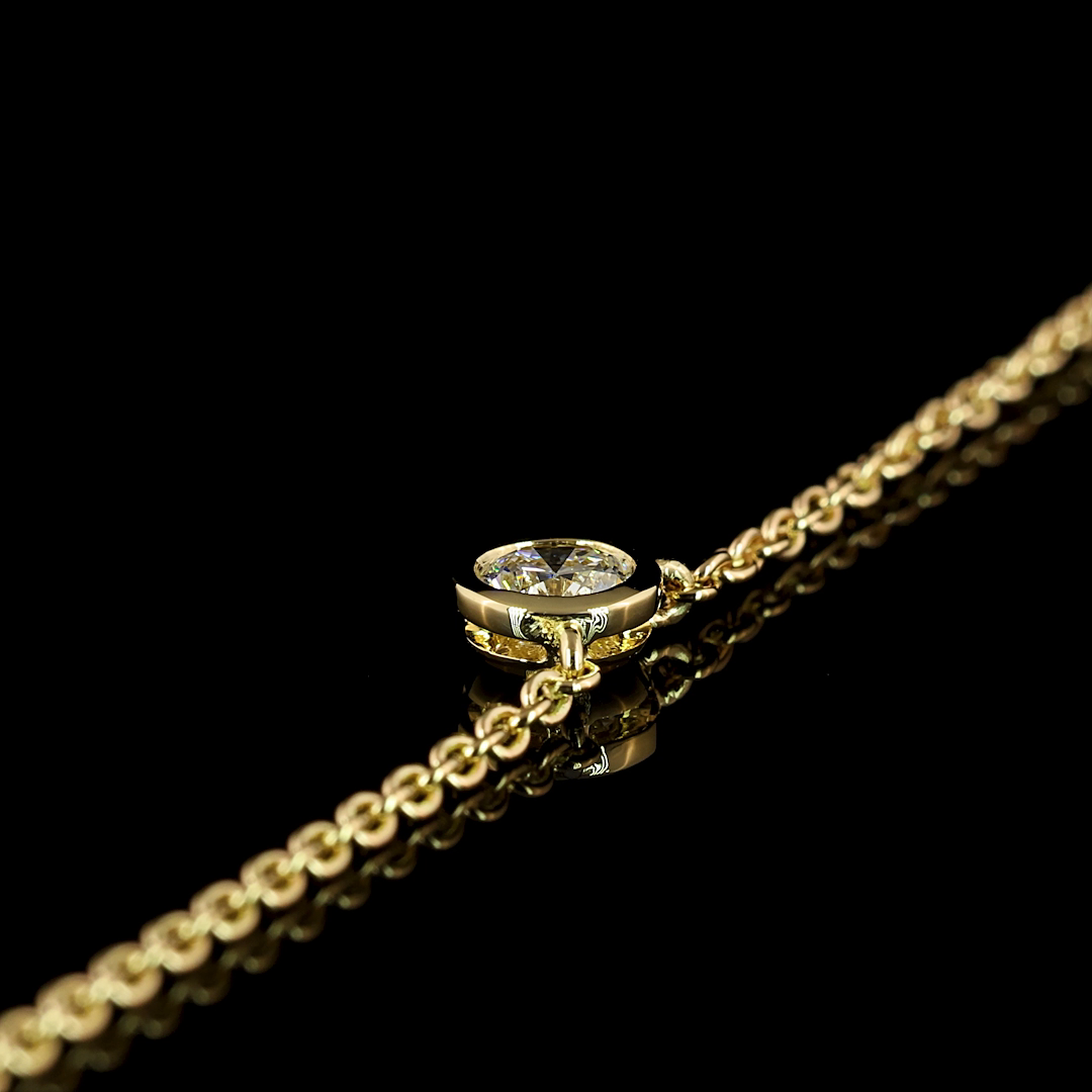 2.02 CT Round Lab Grown Diamond Station Necklace in 14K Yellow Gold – detail