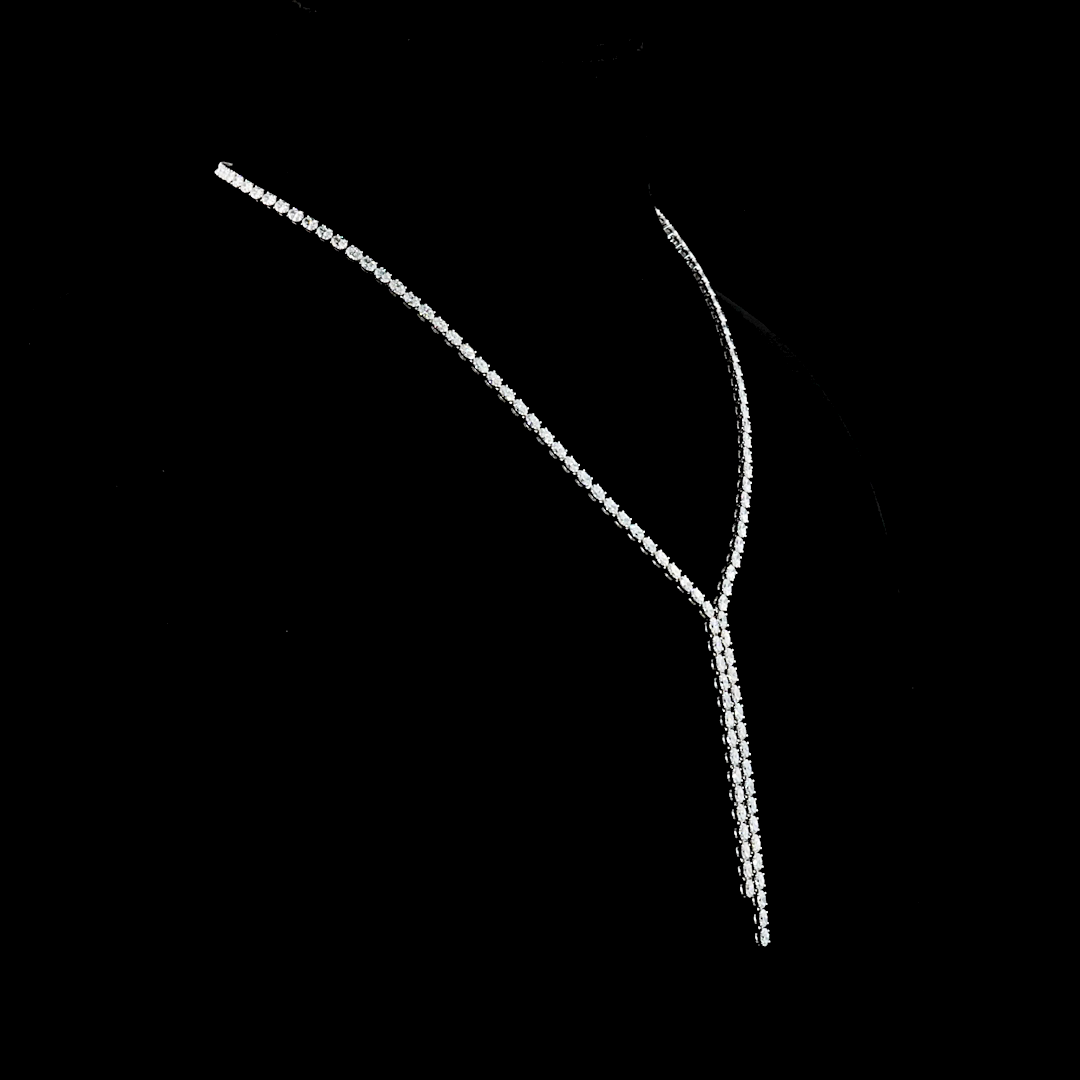 13.89 CT Oval Lab Grown Diamond Lariat Necklace in 14K White Gold – side view