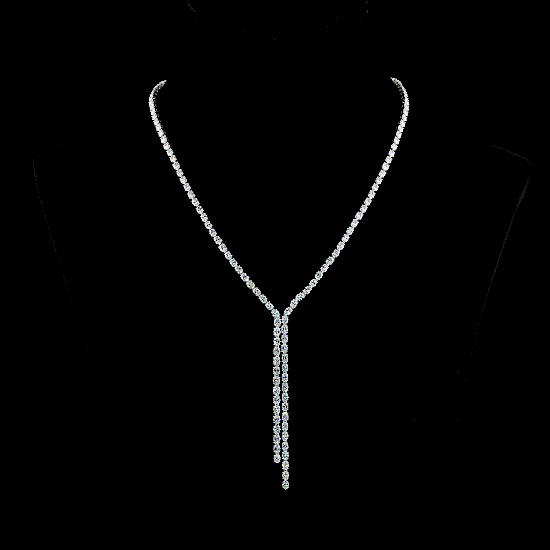14.37 CT Oval Lab Grown Diamond Lariat Necklace in 14K White Gold