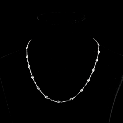 8.37 CT Marquise Lab Grown Diamond Station Necklace in 14K White Gold