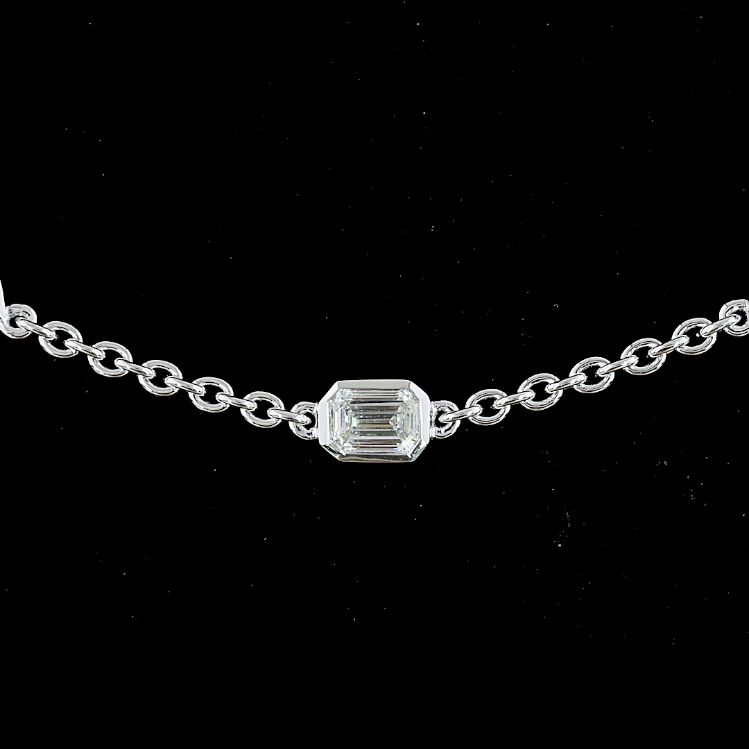 8.37 CT Marquise Lab Grown Diamond Station Necklace in 14K White Gold – close-up