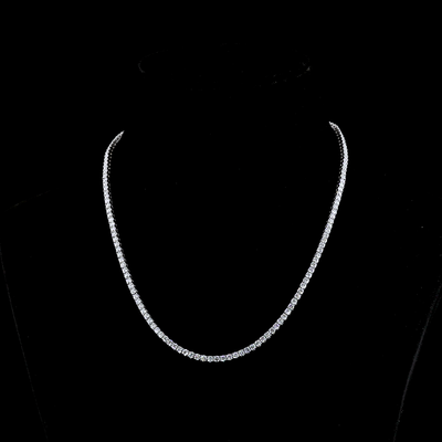 9.56 CT Round Lab Grown Diamond Tennis Necklace in 14K White Gold