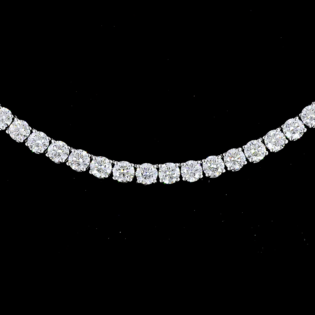 9.56 CT Round Lab Grown Diamond Tennis Necklace in 14K White Gold – close-up