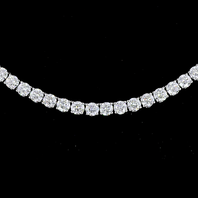 9.56 CT Round Lab Grown Diamond Tennis Necklace in 14K White Gold – close-up