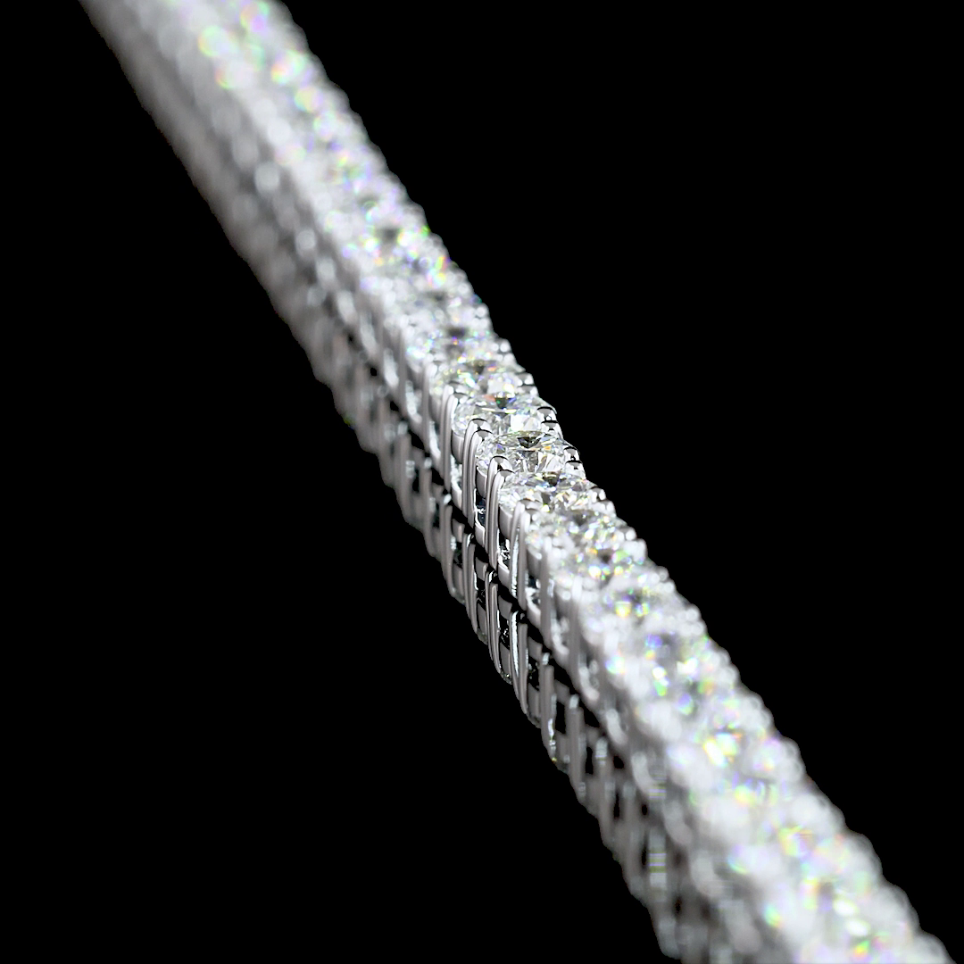 9.56 CT Round Lab Grown Diamond Tennis Necklace in 14K White Gold – side view