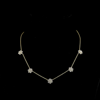 2.9 CT Round Lab Grown Diamond Station Necklace in 18K Yellow Gold