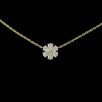 2.9 CT Round Lab Grown Diamond Station Necklace in 18K Yellow Gold – close-up