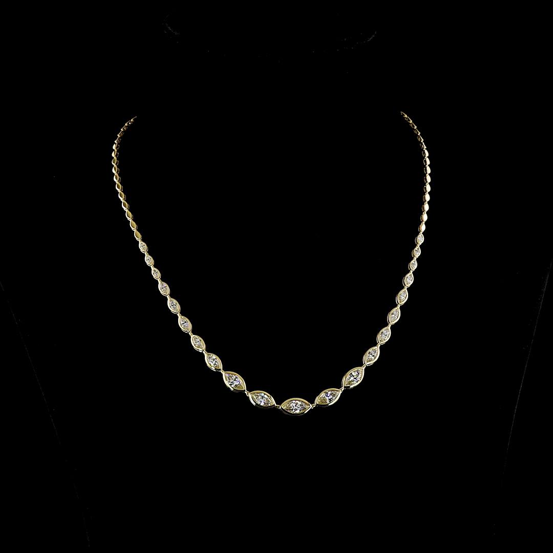 5.09 CT Marquise Lab Grown Diamond Riviera Necklace in 14K Yellow Gold