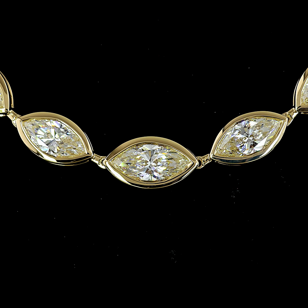 5.09 CT Marquise Lab Grown Diamond Riviera Necklace in 14K Yellow Gold – close-up