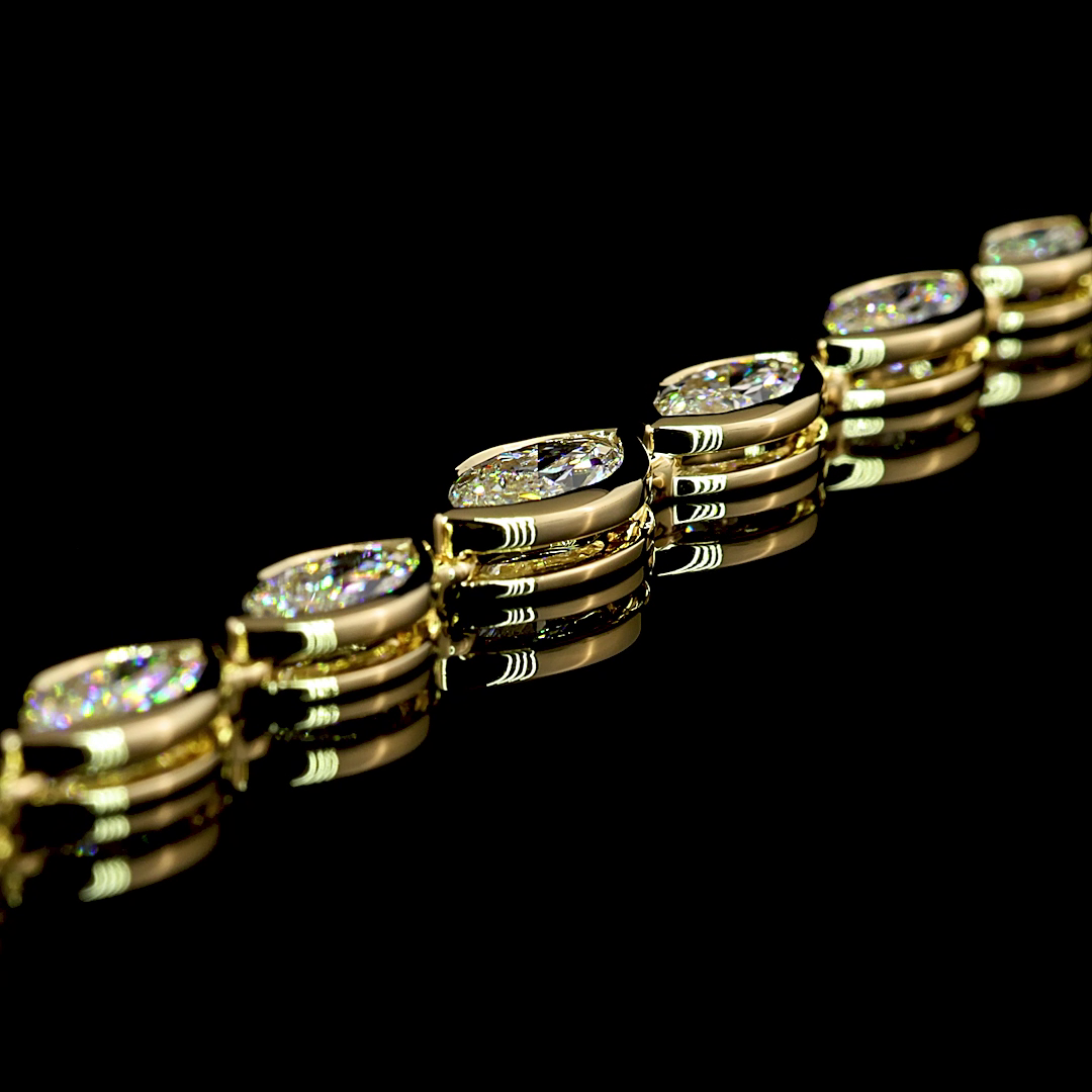 5.09 CT Marquise Lab Grown Diamond Riviera Necklace in 14K Yellow Gold – side view