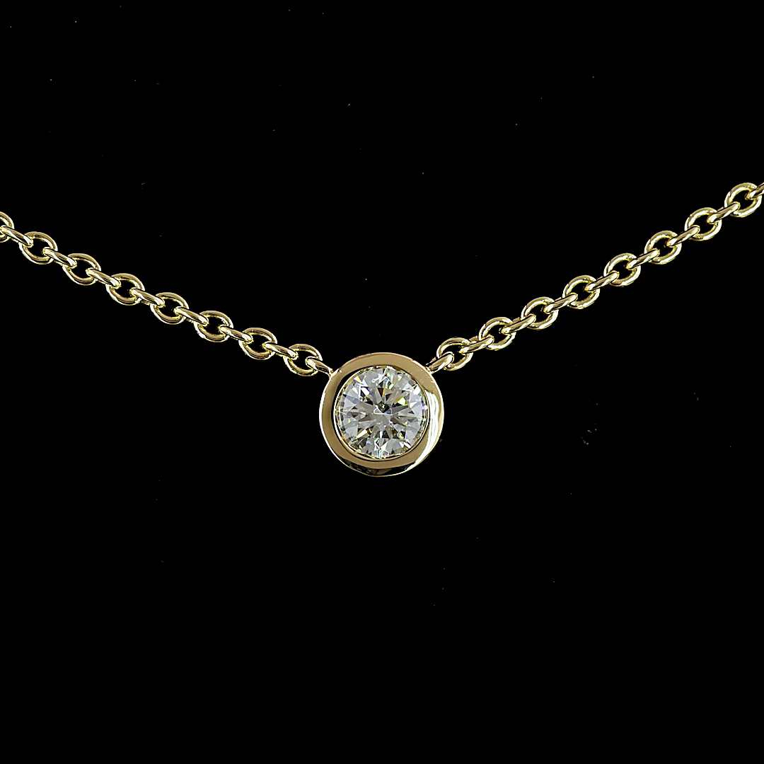 2.84 CT Round Lab Grown Diamond Station Necklace in 14K Yellow Gold – close-up