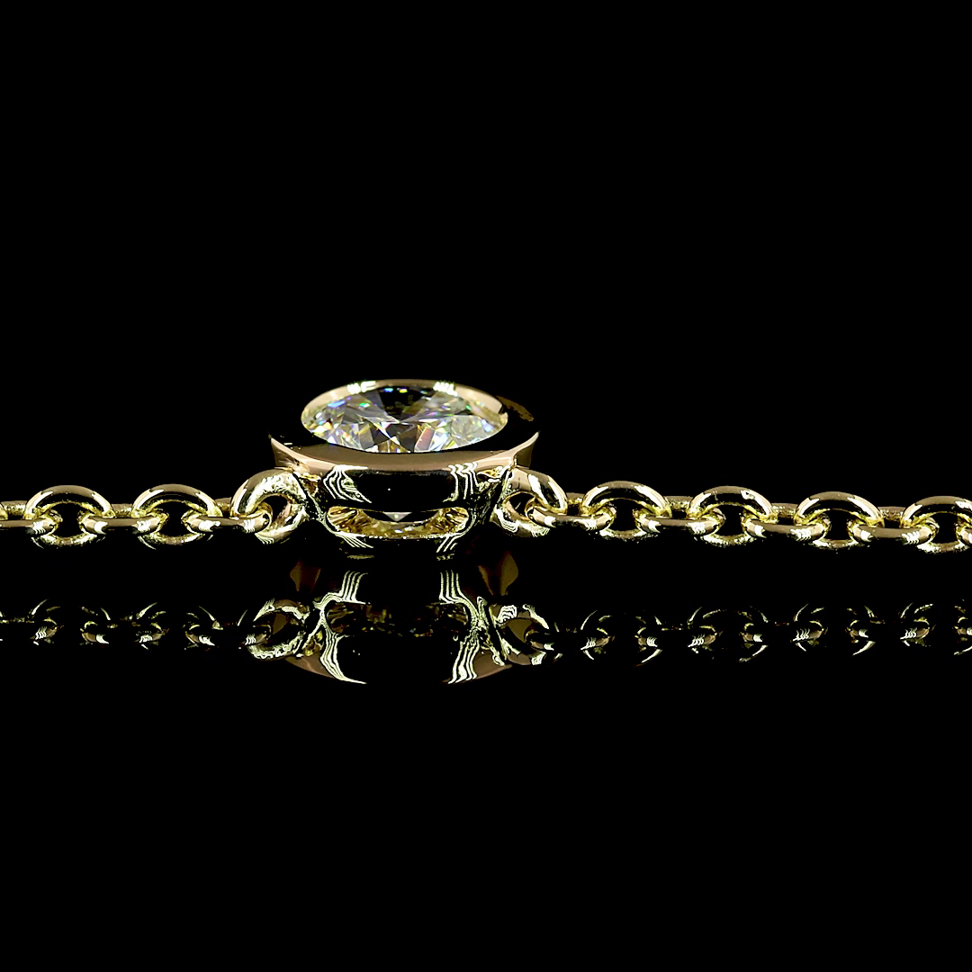 2.84 CT Round Lab Grown Diamond Station Necklace in 14K Yellow Gold – detail