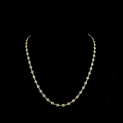 6.4 CT Round Lab Grown Diamond Station Necklace in 14K Yellow Gold