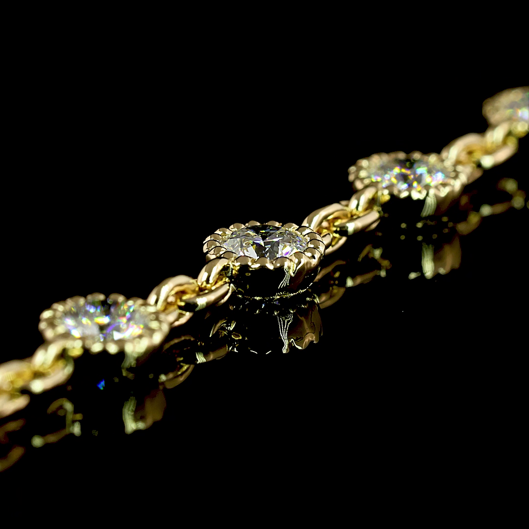 6.4 CT Round Lab Grown Diamond Station Necklace in 14K Yellow Gold – side view