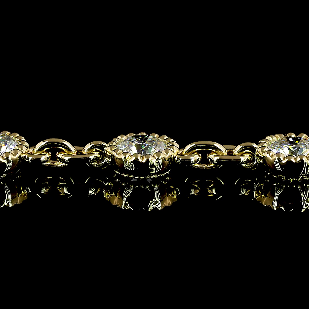 6.4 CT Round Lab Grown Diamond Station Necklace in 14K Yellow Gold – detail