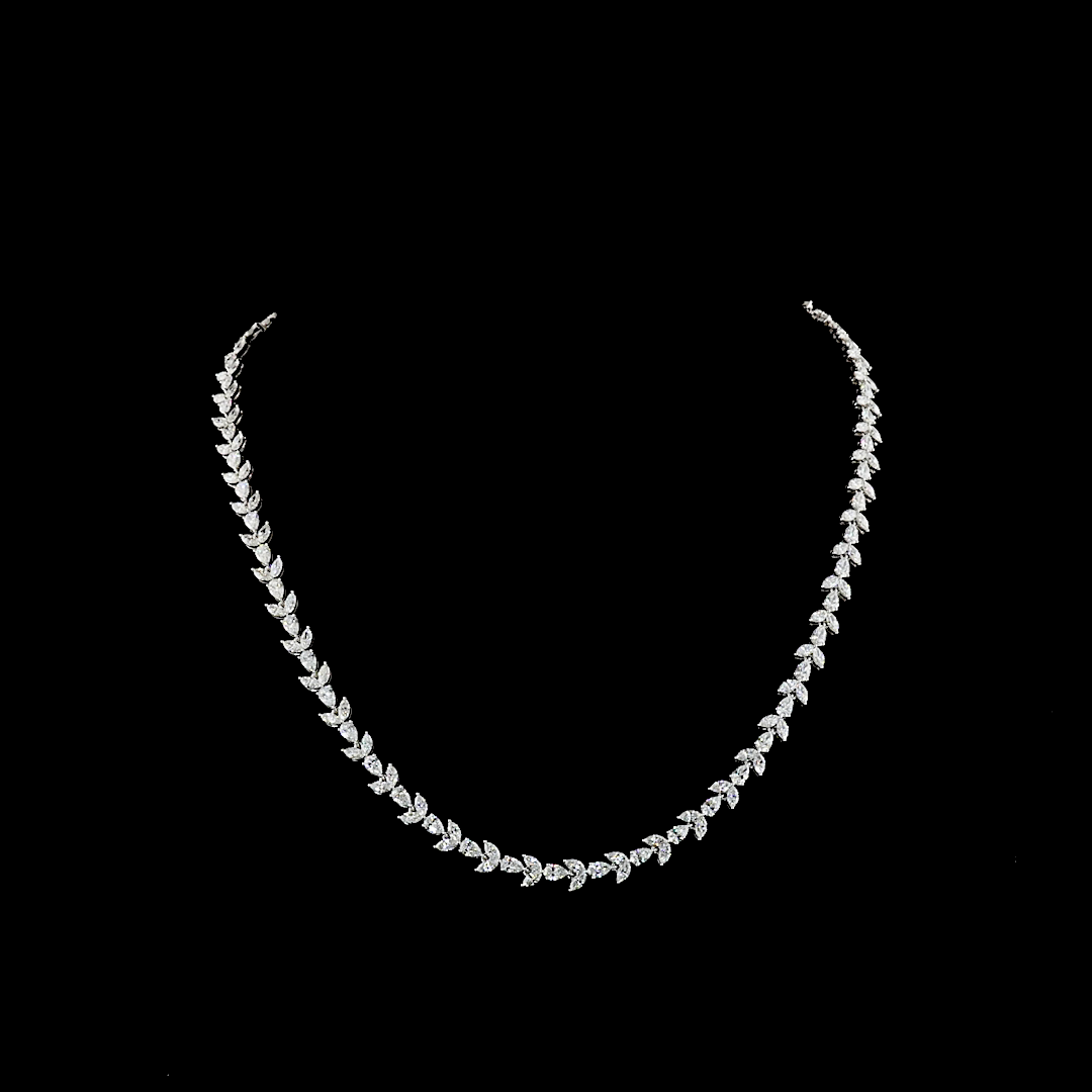 11.65 CT Mixed Shape Lab Grown Diamond Tennis Necklace in 14K White Gold