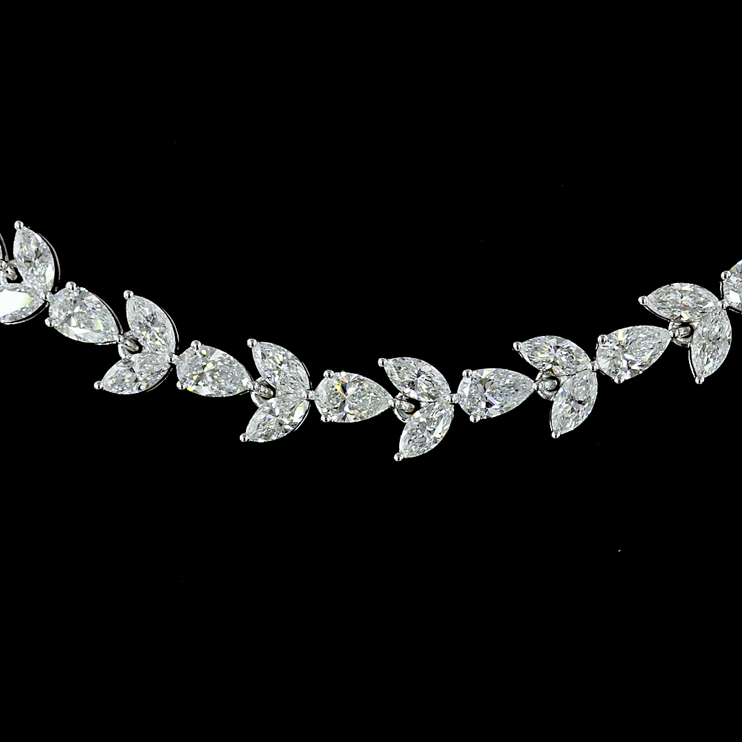 11.65 CT Mixed Shape Lab Grown Diamond Tennis Necklace in 14K White Gold – close-up