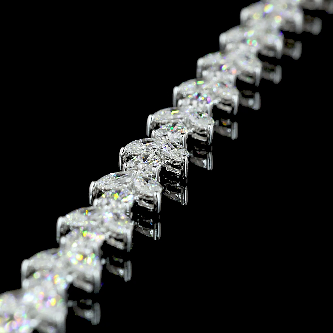 11.65 CT Mixed Shape Lab Grown Diamond Tennis Necklace in 14K White Gold – side view