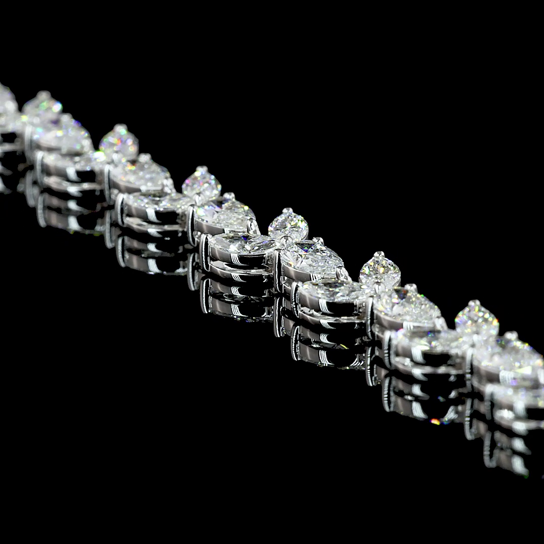 11.65 CT Mixed Shape Lab Grown Diamond Tennis Necklace in 14K White Gold – detail
