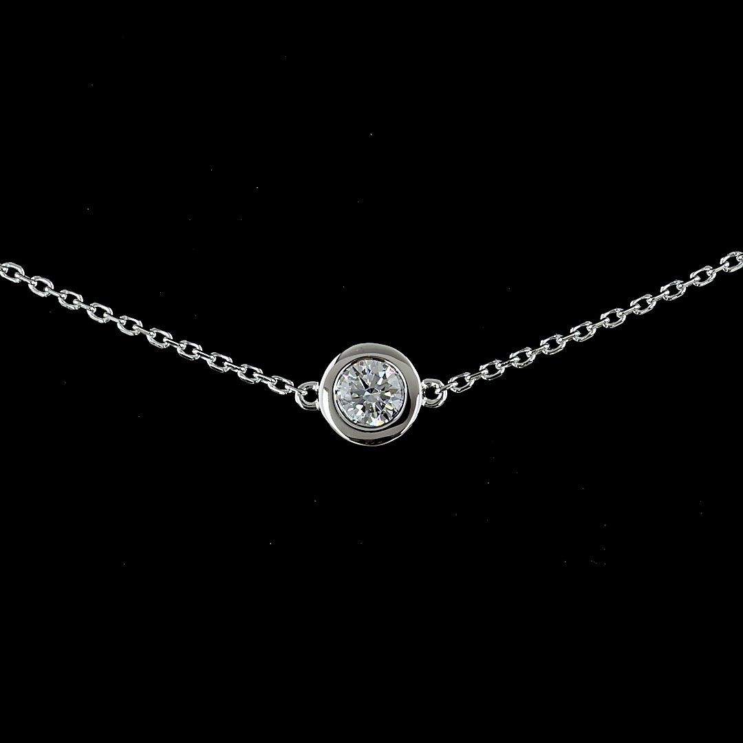 1.96 CT Round Lab Grown Diamond Station Necklace in 14K White Gold – close-up