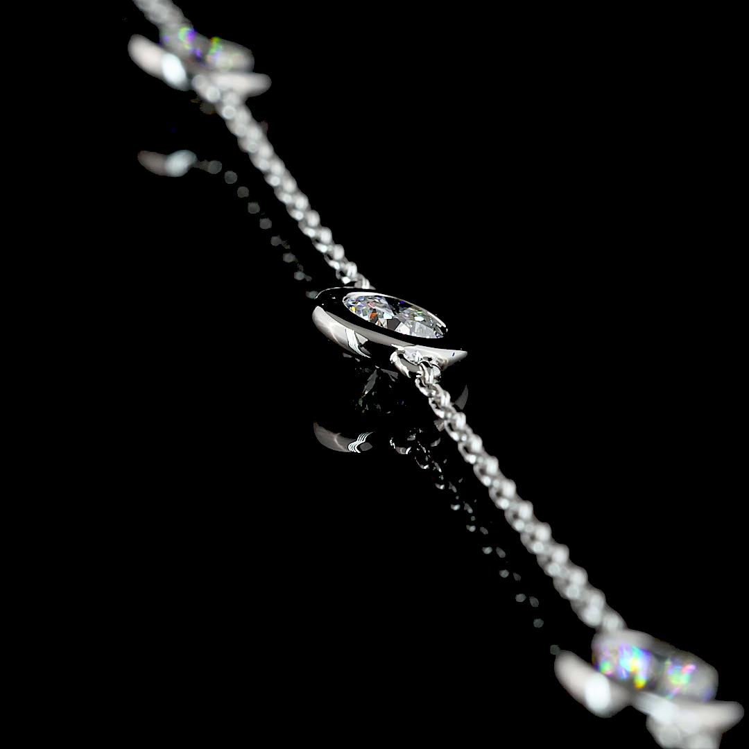 1.96 CT Round Lab Grown Diamond Station Necklace in 14K White Gold – side view