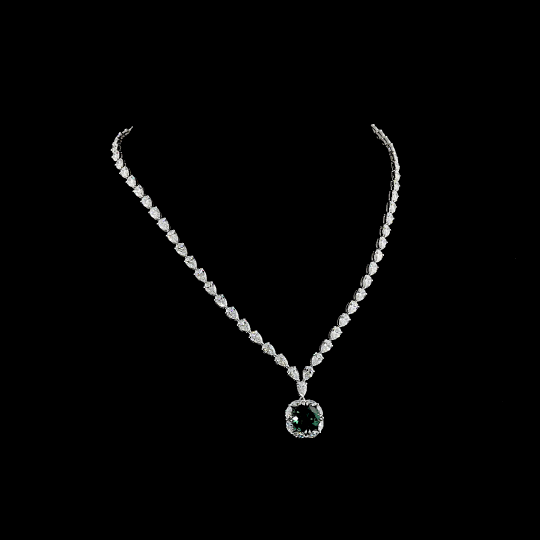 70.59 CT Mixed Shape Lab Grown Diamond Statement Necklace in 14K White Gold