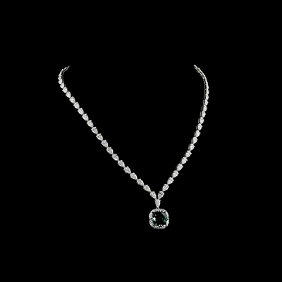 70.59 CT Mixed Shape Lab Grown Diamond Statement Necklace in 14K White Gold