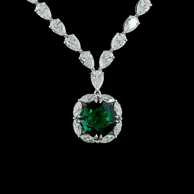 70.59 CT Mixed Shape Lab Grown Diamond Statement Necklace in 14K White Gold – close-up