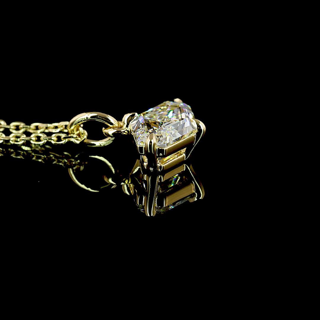 1.06 CT Lozenge Step Cut Lab Grown Diamond Solitaire Pendant in 14K Yellow Gold – detail