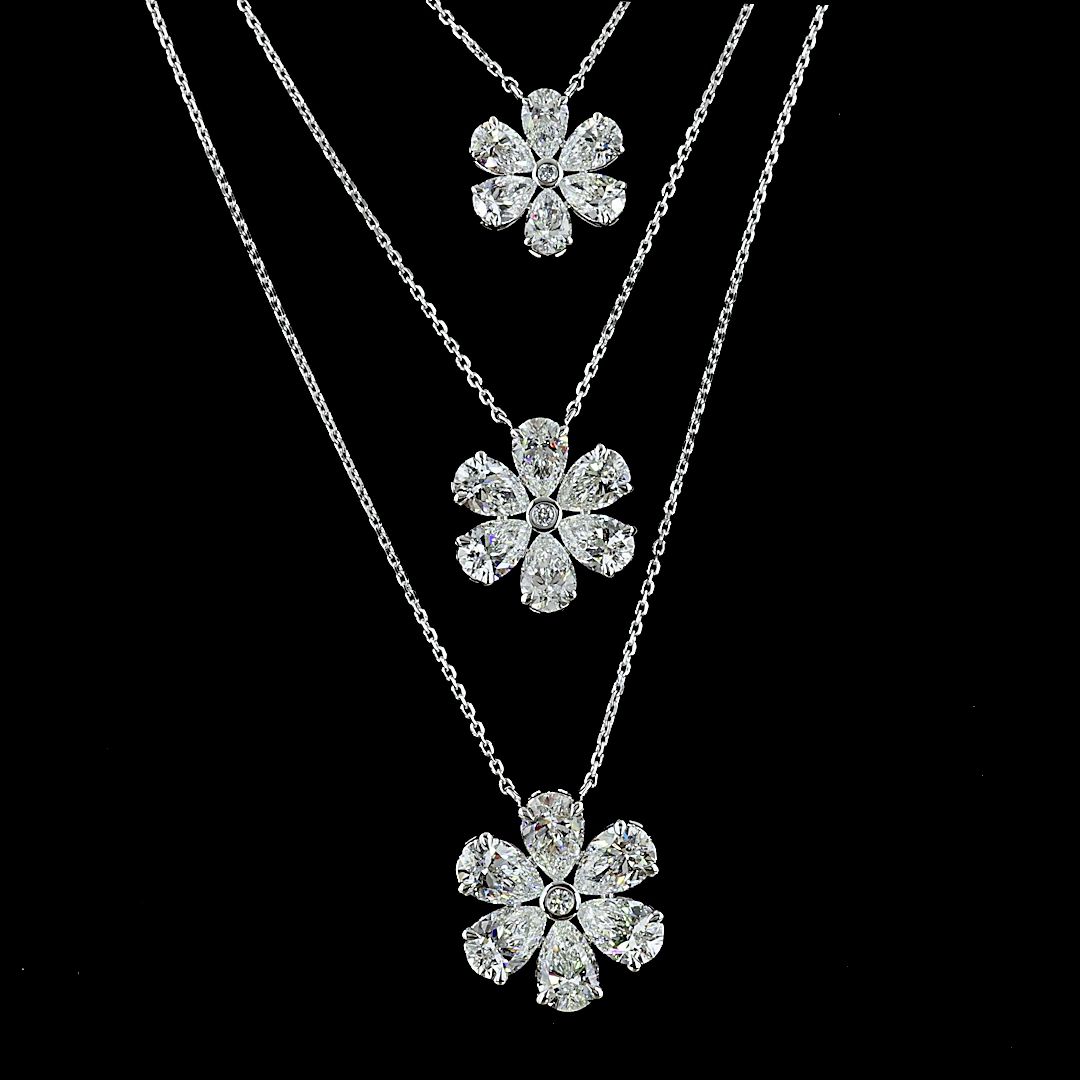9.33 CT Mixed Shape Lab Grown Diamond Statement Necklace in 14K White Gold – close-up