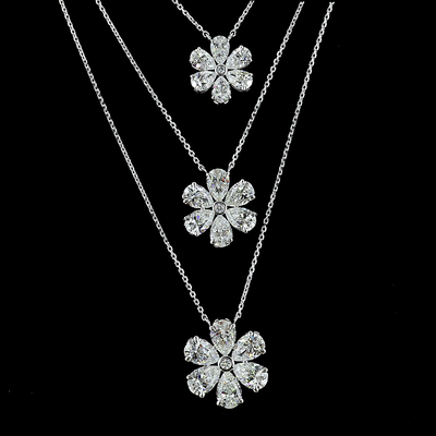 9.33 CT Mixed Shape Lab Grown Diamond Statement Necklace in 14K White Gold – close-up