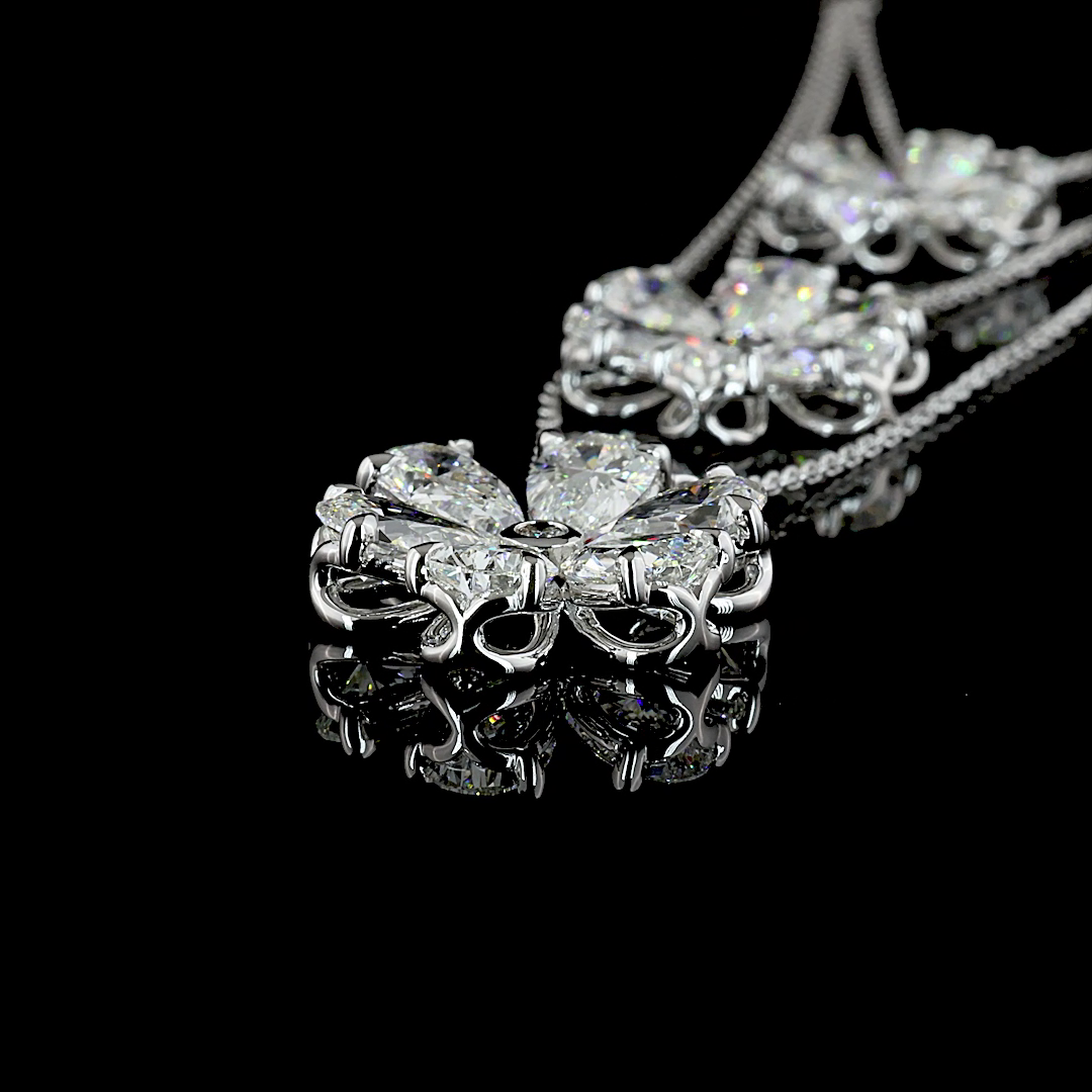 9.33 CT Mixed Shape Lab Grown Diamond Statement Necklace in 14K White Gold – detail