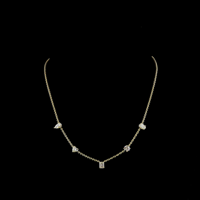 2.6 CT Round Lab Grown Diamond Station Necklace in 14K Yellow Gold