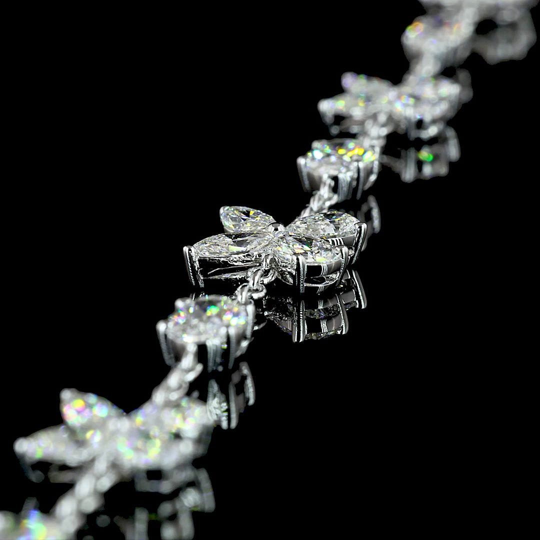5.13 CT Oval Lab Grown Diamond Station Necklace in 14K White Gold – detail