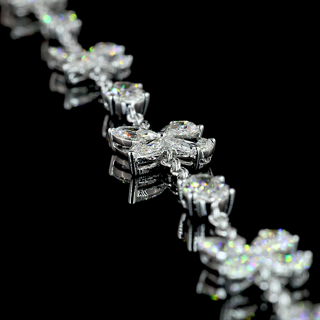 5.18 CT Oval Lab Grown Diamond Station Necklace in 14K White Gold – side view