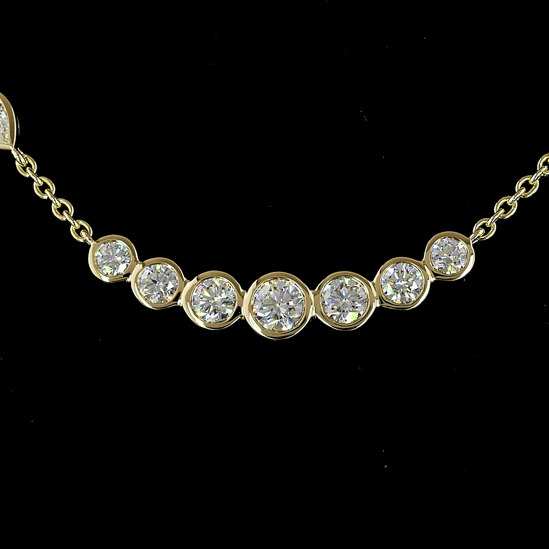 3.16 CT Mixed Shape Lab Grown Diamond Station Necklace in 14K Yellow Gold – close-up