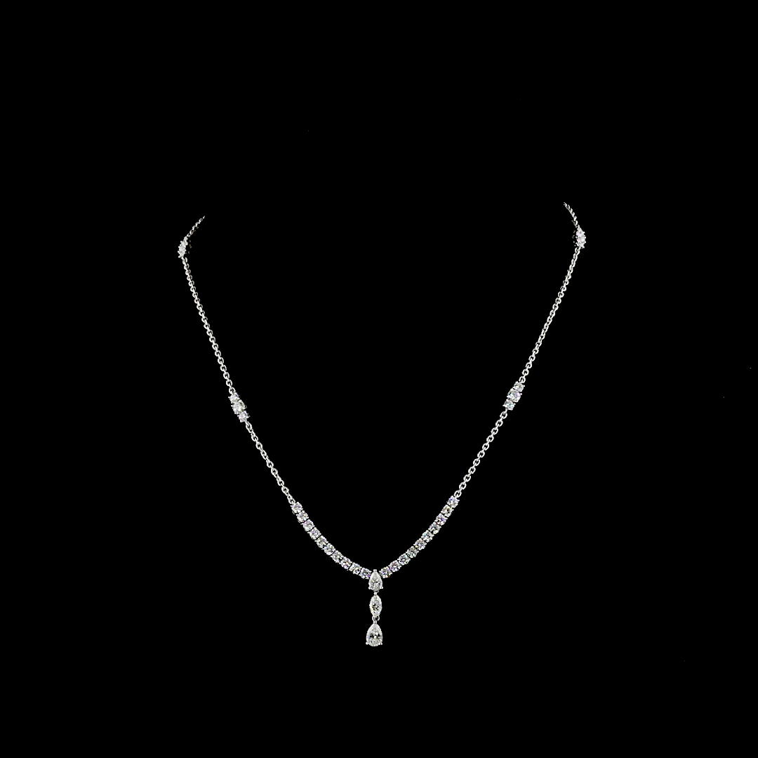 3.07 CT Mixed Shape Lab Grown Diamond Statement Necklace in 14K White Gold