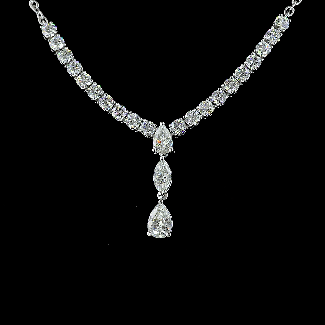 3.07 CT Mixed Shape Lab Grown Diamond Statement Necklace in 14K White Gold – close-up