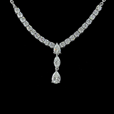 3.07 CT Mixed Shape Lab Grown Diamond Statement Necklace in 14K White Gold – close-up