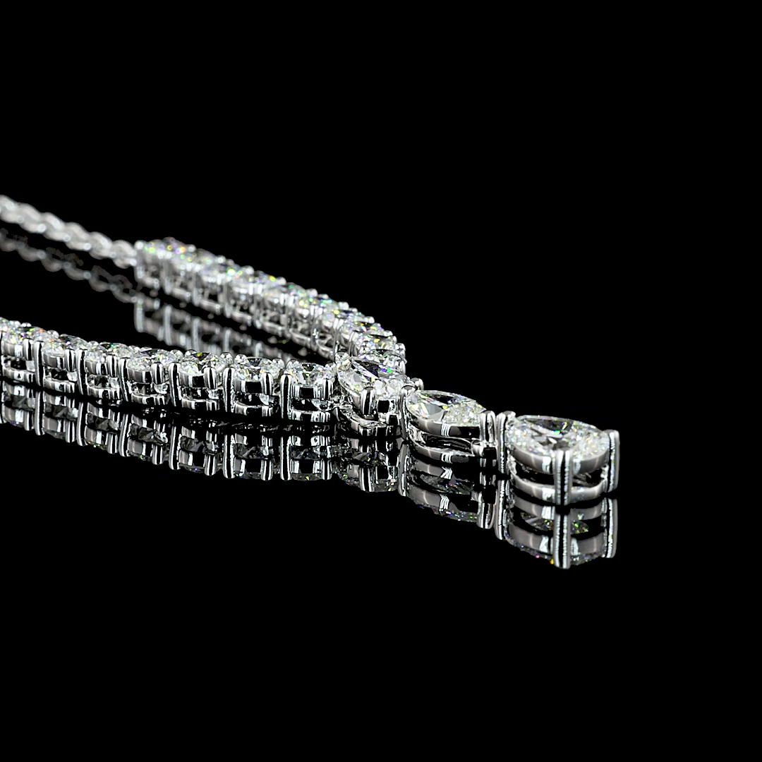 3.07 CT Mixed Shape Lab Grown Diamond Statement Necklace in 14K White Gold – side view