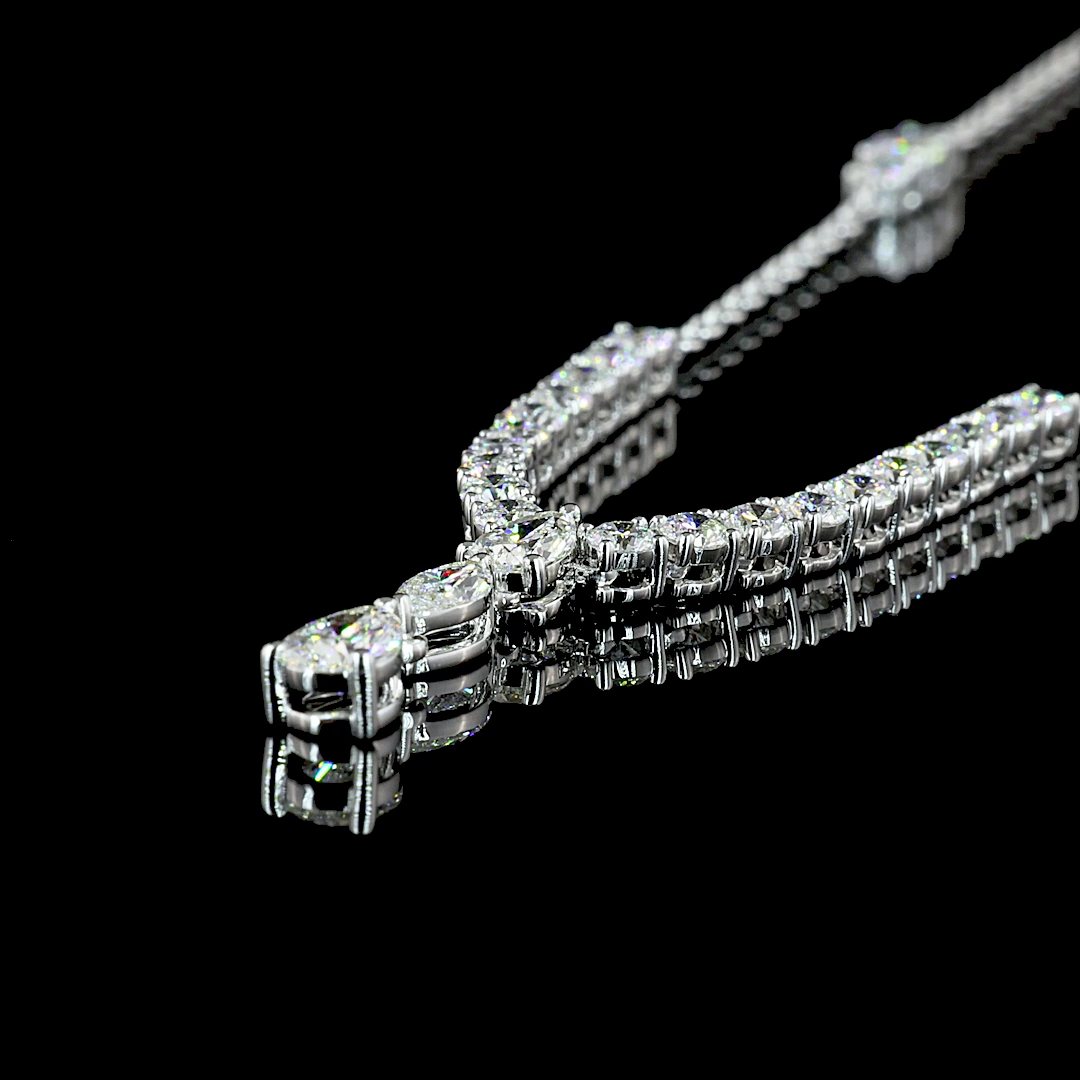 3.07 CT Mixed Shape Lab Grown Diamond Statement Necklace in 14K White Gold – detail