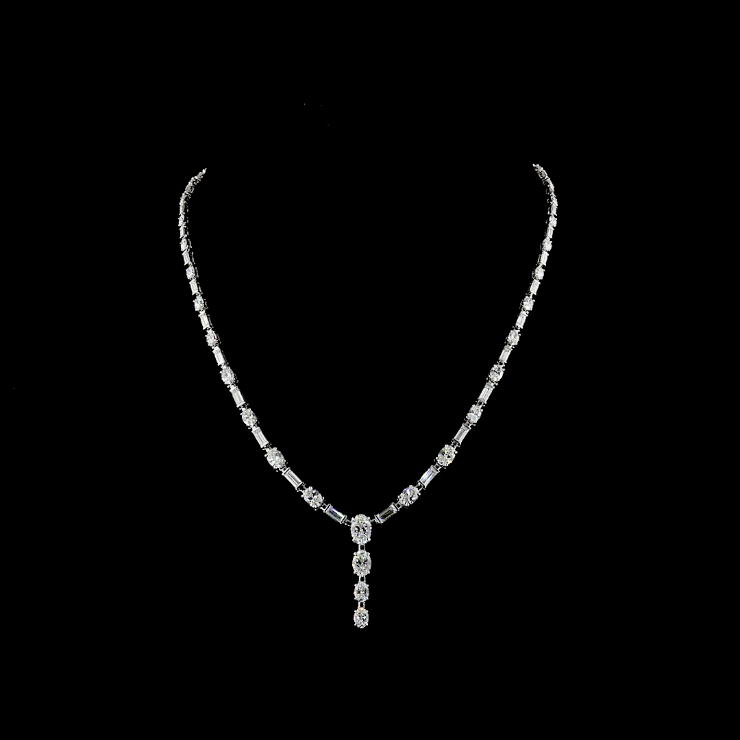 11.61 CT Mixed Shape Lab Grown Diamond Statement Necklace in 14K White Gold