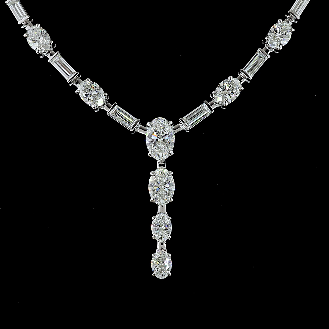 11.61 CT Mixed Shape Lab Grown Diamond Statement Necklace in 14K White Gold – close-up