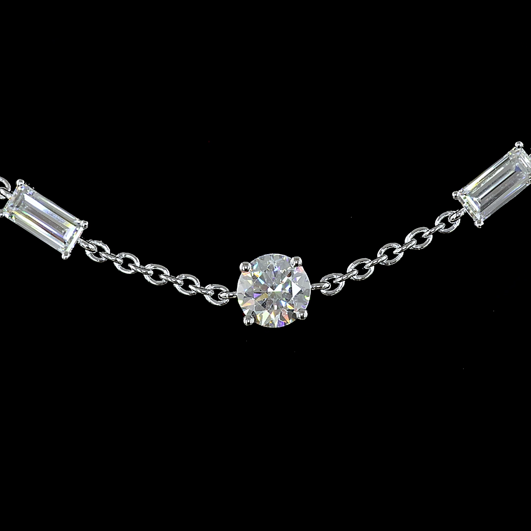 4.14 CT Mixed Shape Lab Grown Diamond Station Necklace in 14K White Gold – close-up