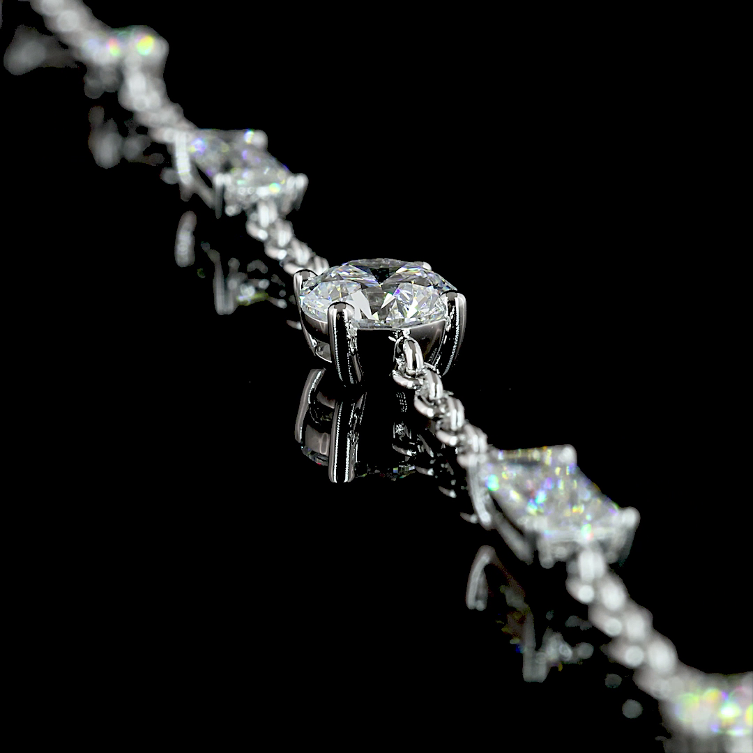 4.14 CT Mixed Shape Lab Grown Diamond Station Necklace in 14K White Gold – detail