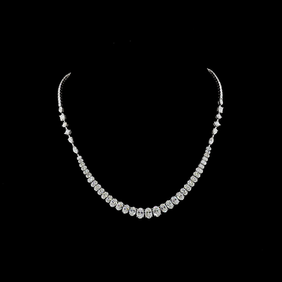 14.38 CT Mixed Shape Lab Grown Diamond Statement Necklace in 14K White Gold