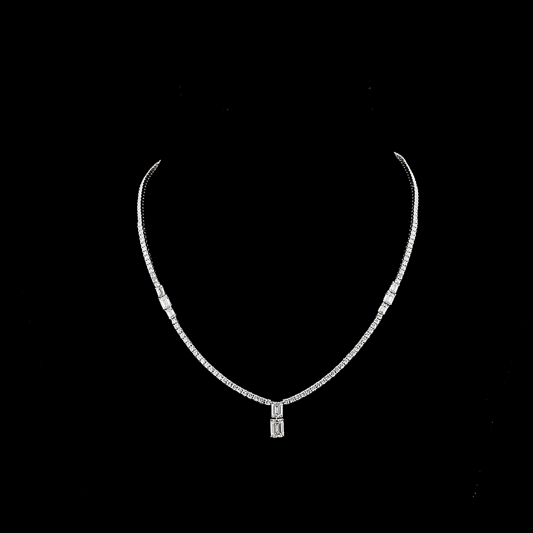 7.5 CT Mixed Shape Lab Grown Diamond Statement Necklace in 14K White Gold