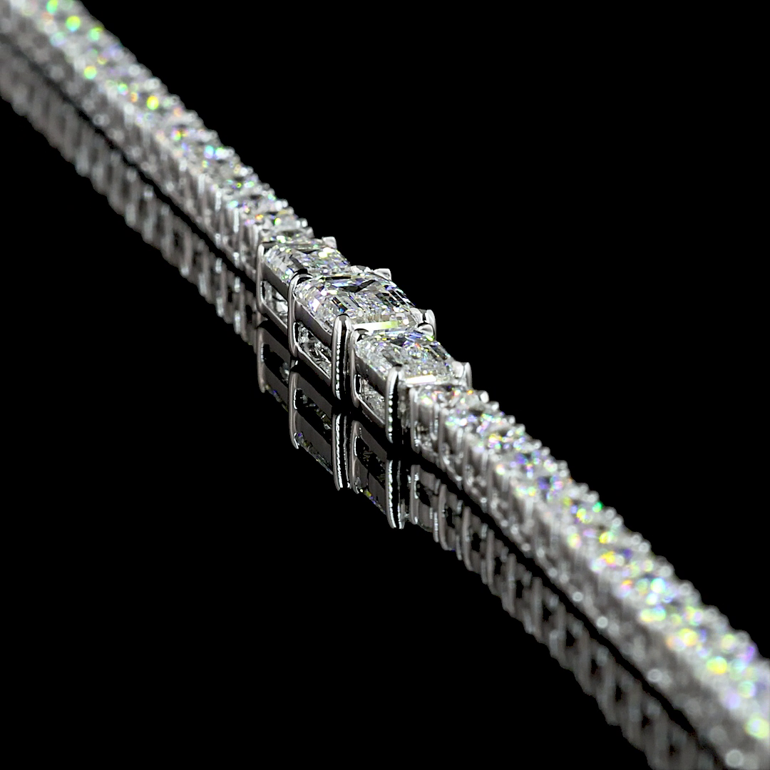 7.5 CT Mixed Shape Lab Grown Diamond Statement Necklace in 14K White Gold – side view