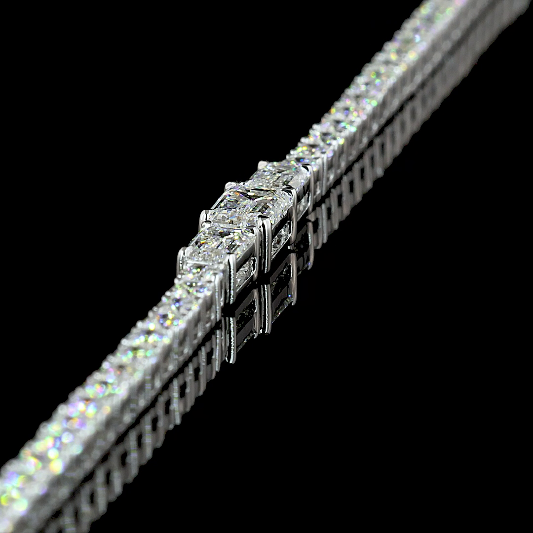 7.5 CT Mixed Shape Lab Grown Diamond Statement Necklace in 14K White Gold – detail